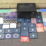 A collection of Royal Mint proof coin collections, of cased,