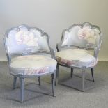 A pair of mid 20th century floral upholstered show frame chairs
