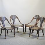 A set of four continental cane seated dining chairs