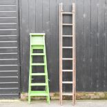 A wooden step ladder, 152cm high,