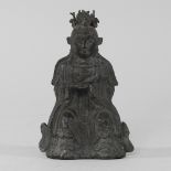 A reproduction bronze figure of an asian buddha, seated,