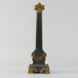 A Regency bronze and ormolu table lamp base, in the form of a Corinthian column,