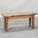 A hand made rustic pine bench,