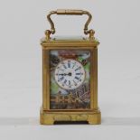 An reproduction Imari painted miniature gilt carriage clock,