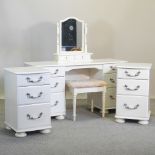 A white painted dressing table, 140cm,