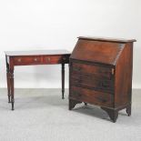 A Victorian mahogany side table, on turned legs, 88cm,