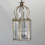 A brass octagonal hall lantern,
