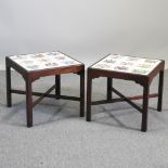 A pair of Scottish heraldic tile top occasional tables,