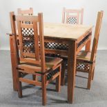 A hardwood dining table, 20 x 90cm,