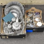 A collection of silver plated items, to include a pair of candlesticks and a set of spoons, cased,