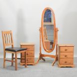 A pair of pine bedside cabinets, 39cm,