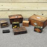 A collection of various boxes, to include a tea caddy, 24cm,