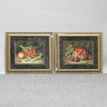 Tom Caspers, 20th century, still life with summer fruits in hedgerows, signed,