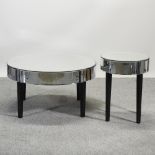 A mirrored circular coffee table, 90cm,