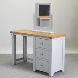 A light oak and grey painted dressing table, 120cm,