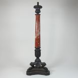 A 19th century marble and gilt metal table lamp, in the form of a column,