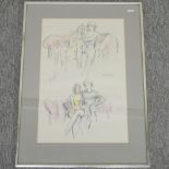 Peter Collins, 20th century, figures, pencil sketch,