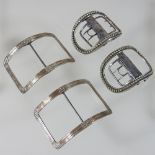 A pair of George III silver shoe buckles, each of curved reeded design, London 1793, 8cm wide,