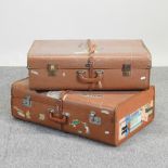 A 1950's leather suitcase, 76cm,