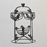 An iron hanging lantern, decorated with birds,