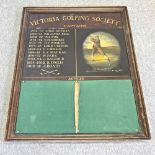 A 'Victoria Golfing Society' wooden plaque,
