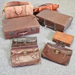 A collection of vintage luggage,