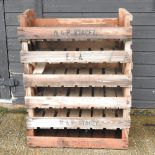 A collection of six wooden fruit trays,