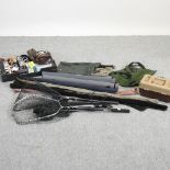 A collection of fishing rods,