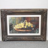 English School, 20th century, daffodils, watercolour, 42 x 74cm, together with Jean Alexander,