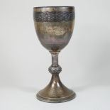 A large Victorian Scottish silver presentation chalice, inscribed The Scottish Gathering,