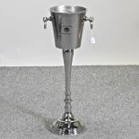 A modern metal floor standing wine cooler,