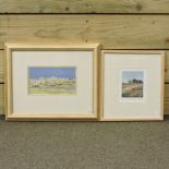 Ken Devine b 1952, fishing boats, oil on board, 12 x 21cm, together with Chrissy Norman,