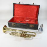 A mid 20th century Zenith trumpet, with mute, 49cm,