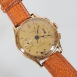 An 18 carat gold cased chronograph wristwatch,