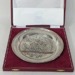 A Terence Cuneo silver Christmas 1972 limited edition dish, 195/1,000, 19cm diameter,