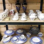 Two shelves of china to include a Coalport Cairo tea set,