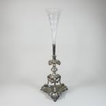 A 19th century silver plated epergne, with a cut glass flute,