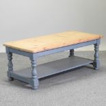 A pine and painted coffee table,