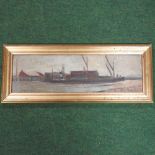 English School, early 20th century, harbour scene, oil on canvas laid on board,