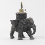 A 19th century Burmese bronzed incense burner, in the form of an elephant,