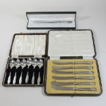 A set of six silver teaspoons, cased,