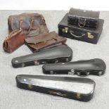 A collection of vintage cases, to include a small gladstone bag, 34cm,