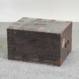 A 19th century iron bound wooden silver box, inscribed Henry Berger Esq.