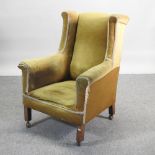 A 19th century gold upholstered armchair,