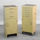 A pair of 1960's painted dentist's cabinets, labelled Edward Doherty & Sons Ltd, Edmonton,