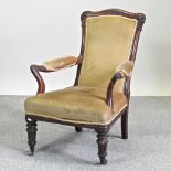 A William IV mahogany and green upholstered armchair