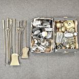 Three boxes of silver plated items and metalwares,