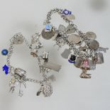 A modern silver charm bracelet,