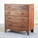 A 19th century mahogany chest of drawers, on bracket feet,