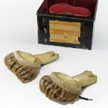 A pair of early 20th century woven gilt naval epaulettes, bearing a label for Joliffe & son,